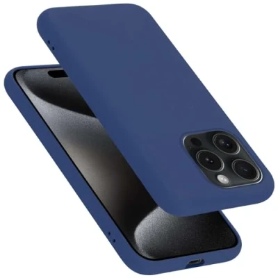 Abbildung von Cadorabo Hülle kompatibel mit Apple iPhone 15 PRO Silikon Handyhülle für Case aus flüssigem stoßfeste dünne TPU Schutzhülle Liquid BLAU