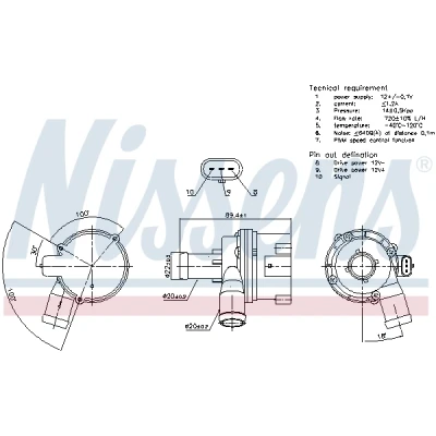 Abbildung von NISSENS 831117 Wasserpumpe elektrisch AUDI: A4 B8 Limousine, Avant, A6 C7 VOLKSWAGEN: Touareg II, I