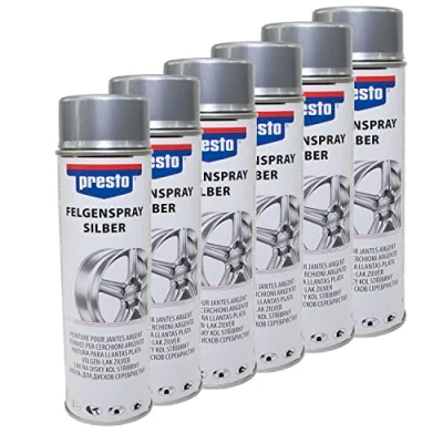 Abbildung von Felgenspray Silber Felgensilber Felgenlack Lackspray Presto 428924 6 X 500 ml