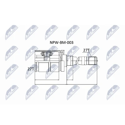 Abbildung von NTY NPW BM 003 Gelenksatz Automatikgetriebe Vorderachse rechts BMW: X5