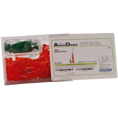 Abbildung von AccuDose PhotoBloc Needle Tubes 20GA 100 Kanülen, Stopfen