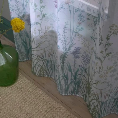Abbildung von Appletree Meadow Single Scheibengardine für Fenster B 55 x L 48 (140 122 cm) Voile Vorhang Schlafzimmer/Wohnzimmer Floral Sheer Weiß Blume