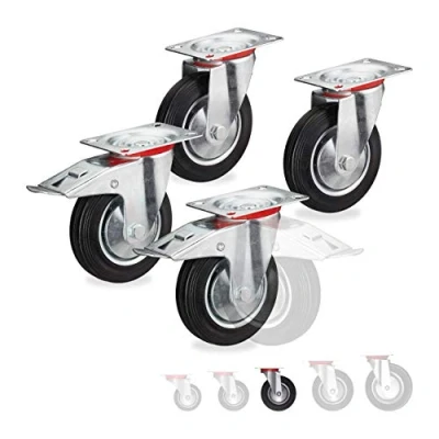 Abbildung von relaxdays Schwerlastregal Schwerlastrollen 4er Set, 125 mm