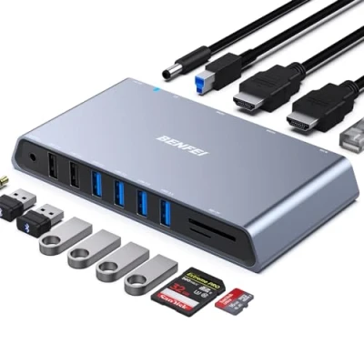 Abbildung von BENFEI USB 3.0 Dockingstation Dual HDMI, 12 in 1 Hub mit 2 HDMI/6*USB Anschlüssen/SD/TF Kartenleser/Gigabit Ethernet/Audio, kompatibel Windows und Mac