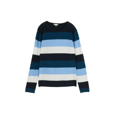 Abbildung von TOM TAILOR Damen 1042952 Pullover, 38578 Big Teal Knit Stripe, S