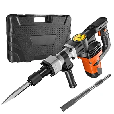 Abbildung von VEVOR Hochleistungs Betonbrecher Abbruchhammer 1400 W, 19 J Schlagkraft Elektroabbruchhammer, Bohrhammer Betonhammer Stemmhammer 2900 BPM, inkl. Spitzmeißel, Flachmeißel, für Schiefer, Beton usw.