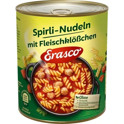 Abbildung von Erasco Spirli Nudeln mit Fleischklößchen (1 x 800 g Dose)