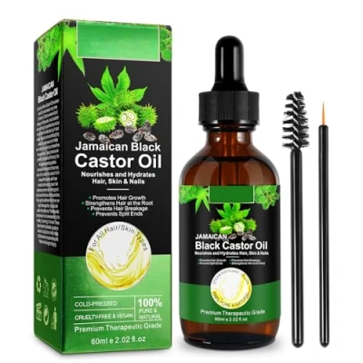 Abbildung von RizinusöL Haare 60ml, Castor Oil,100% Rein, NatüRlich Und Kaltgepresst Bio, FüR Haarwachstum, Augenbrauen, Wimpern, in Glasflasche