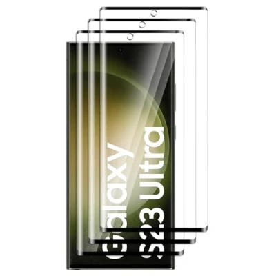 Abbildung von FWKDWHPH [3 Stück Temperglas Schutzfolie für Samsung Galaxy S23 Ultra,3D Volle Bedeckung,9H Härte,kratzfest,blasenfrei,HD Displayschutz
