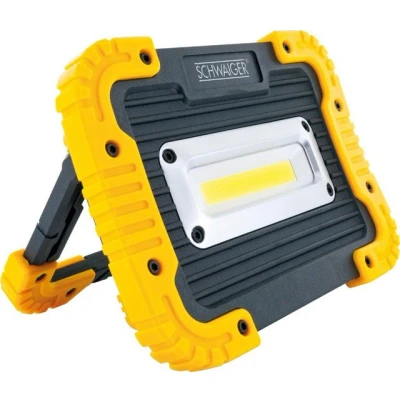 Abbildung von SCHWAIGER WLED90 513 Baustellenstrahler Werkstatt Licht Arbeitsleuchte Baustrahler COB LED 20W 1000Lm IP44 robust Stoss Schutz Aufsteller 120 Abstrahlwinkel Akku