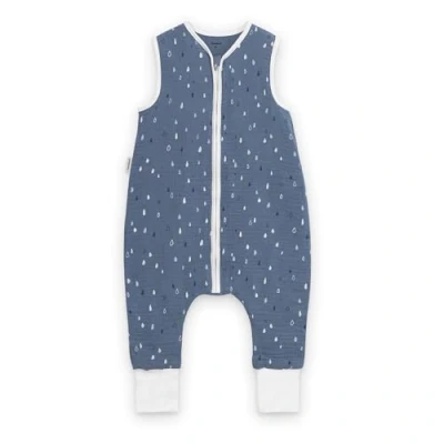 Abbildung von Ehrenkind® Baby Sommerschlafsack mit Füßen Musselin 0.5 TOG aus weicher OEKO TEX zertifizierter Bio Baumwolle Sommer Schlafsack Gr. 100 Farbe Jeansblau Tropfen