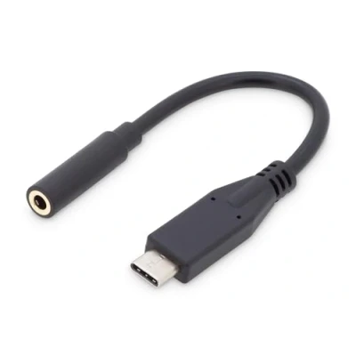 Abbildung von DIGITUS USB 3.2 Gen1 Adapter Kabel 0.2 m C (St) zu 3.5 mm Klinke (Bu) 5 Gbit/s Schwarz