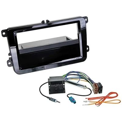Abbildung von 1 Din Radio Einbauset Blende Radioanschlusskabel Antennenadapter für Skoda Fabia 5J 2007 2014 Piano Black