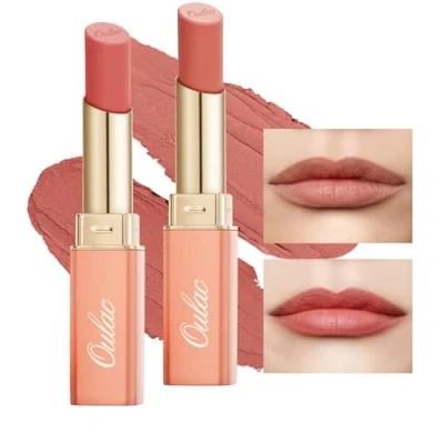 Abbildung von Oulac Matt Lippenstift Geschmeidige und Hydratisierte, Cremiges Lippenstifte, Satin Matte Finish, Intensive Farbe, Langanhaltend,Vegane 4g*2,Y08+Y12