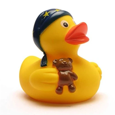 Abbildung von Duckshop I Schlafmützen Badeente Quietscheentchen Quietscheente L: 7 cm inkl. Badeenten Schlüsselanhänger im Set