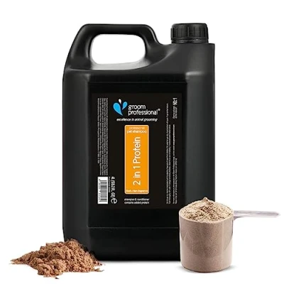 Abbildung von GROOM PROFESSIONAL 2 in 1 Protein Hundeshampoo und Conditioner Gegen Juckreiz für Trockene &amp; Juckende Haut Stärkendes Shampoo Hunde Verleiht Kondition Glanz, 4 Liter