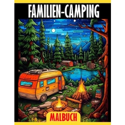 Abbildung von Familien Camping Malbuch: Malbuch mit 30 Illustrationen für Kinder, Erwachsene und Stressabbau. Perfekt zum Verschenken an Geburtstagen oder bei Wichtel Partys.