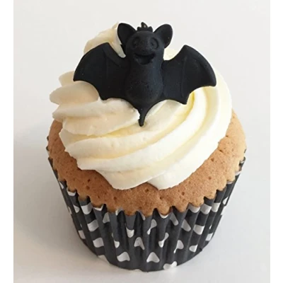 Abbildung von 6 Handgemachte Kuchendekorationen aus Zucker: Fledermaus / Sugar Bats