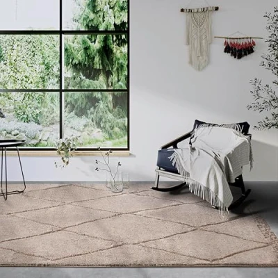 Abbildung von ELLE DECORATION Hochflor Teppich &quot;Perrotin&quot;, rechteckig, 18 mm Höhe, Hochflor, Shaggy, flauschig, weich, Langflor, modern, Hoch Tief Effekt