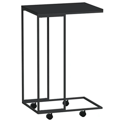 Abbildung von vidaXL Beistelltisch Couchtisch Kaffeetisch Wohnzimmertisch Sofatisch Telefontisch Tisch Teetisch Wohnzimmer mit Rollen Schwarz 40x30x63,5 cm Holzwerkstoff