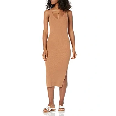 Abbildung von The Drop Damen Yasmin Rib gestricktes Miditankkleid, Erdfarben (Earth), XXL