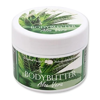 Abbildung von Florex Bodybutter Aloe Vera mit biologischer Schafmilch für intensive Feuchtigkeit bei trockener und normaler Haut 125 ml