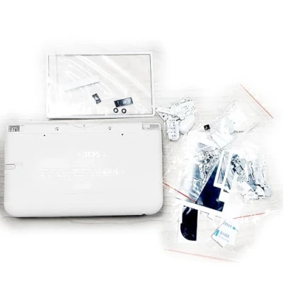 Abbildung von Custom 3DSXL Extra Gehäuse Komplettset Weiß Ersatz für alte 3DS XL/LL 3DSLL Konsole, fünf Abdeckplatten + Tasten, Schrauben, Stylus, Pads, Displayschutzfolie, Aufkleber
