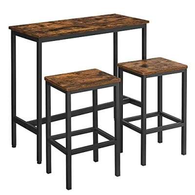 Abbildung von VASAGLE Bartisch Set, Stehtisch(100x40x90cm) mit 2 Barhockern