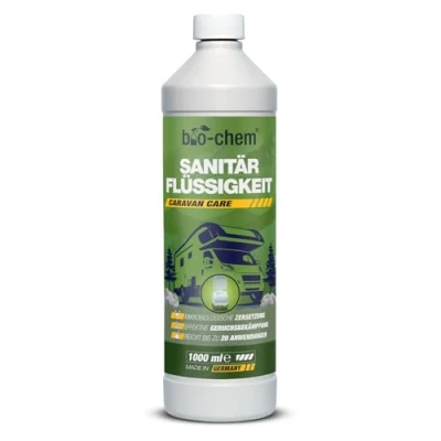 Abbildung von bio chem Sanitärflüssigkeit Campingtoilettenreiniger (Einzelprodukt, [ 1 l + Dosierbecher Mikrobiologische Formel für natürliche Zersetzung &amp; Frische)