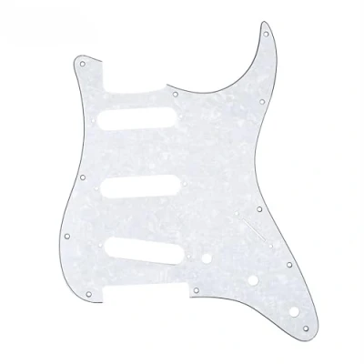 Abbildung von Musiclily 11 Löcher SSS Strat Pickguard Gitarre Schlagbrett für Fender American/Mexican Standard Stratocaster Modern Style E Gitarre,4 lagig White Pearl