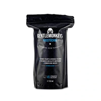 Abbildung von GENTLEMONKEYS Profi Autopflege Set (45 Nasstücher Nachfüllpack) Reinigt, poliert &amp; versiegelt Auto Reinigen ohne Wasser für Innen Außen Refill Pack Spenderdose 45er