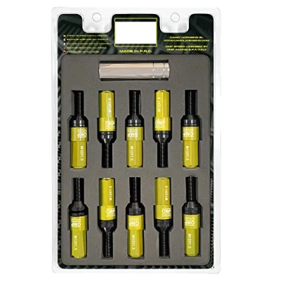 Abbildung von Omp Speed Schraubenset Performance mit Aluminiumschutz M12X1.5 Hex 17 19, L 28 mm, Aluminiumgelb 7075+DIN 12.9, 20+1 pro Box