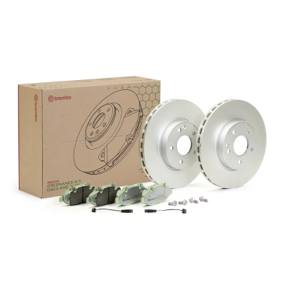 Abbildung von BREMBO KT 10 030 Bremsscheiben und beläge innenbelüftet ohne Zubehör mit Bremssattelschrauben, Schrauben inkl. Verschleißwarnkontakt