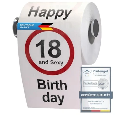 Abbildung von Goods+Gadgets Papierdekoration Lustiges Fun Klopapier zum 18. Geburtstag, Toilettenpapier Geschenkartikel
