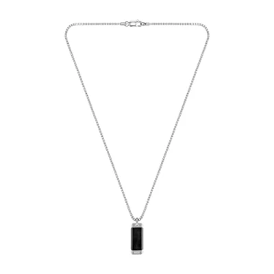 Abbildung von BOSS Bennett Halskette silvercoloured/black, Herren, Größe: One Size, Silver coloured/black