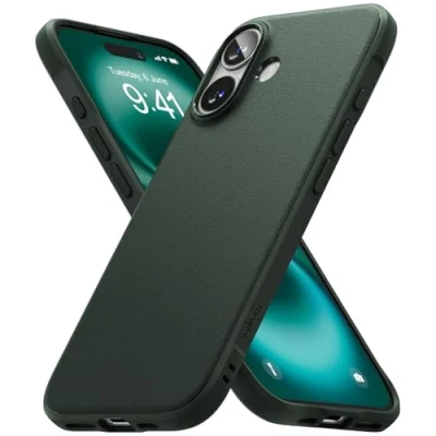 Abbildung von Ringke Onyx Case Kompatibel mit iPhone 16 Hülle, [Fester Griff] rutschfest Schlankes Slim Fit Einzigartige Textur TPU Robuste Stoßfeste Anti Kratzer Handyhülle Dark Green