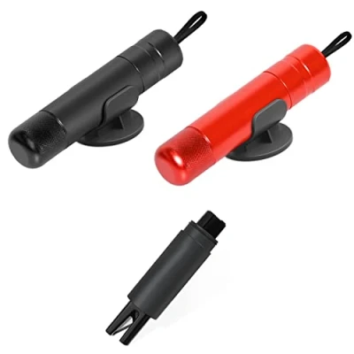 Abbildung von Sosayet Nothammer Auto mit Gurtschneider, 2er Set Sicherheitshammer, 2 In 1 Gurtschneider Notfallhammer, Sicherheitshammer Gurtmesser, Notfallhammer fürs Auto, Bus (Schwarz Rot)