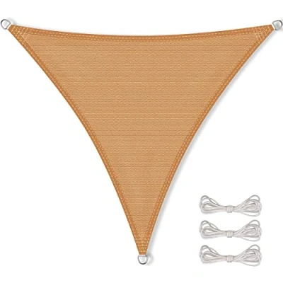 Abbildung von CelinaSun Sonnensegel inkl Befestigungsseile Premium HDPE wetterbeständig atmungsaktiv Dreieck gleichseitig 3 x m Sand beige