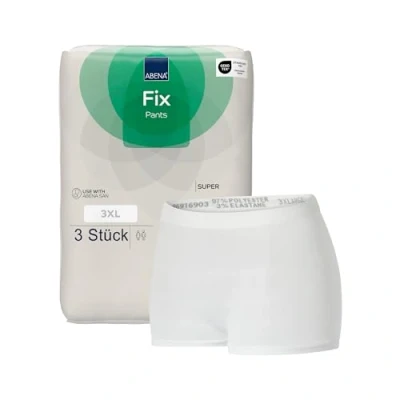 Abbildung von ABENA Fixierhosen Super 3er Pack, Größe 3XL, OEKO TEX zertifizierte für Wochenbett oder Inkontinenzeinlagen. Nahtlos, atmungsaktiv und waschbar. Postpartale Unterhosen.