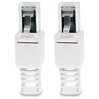 Abbildung von UC Express CAT 6a RJ45 Netzwerkstecker 2X Netzwerk Stecker Steckverbinder mit Zugentlastung werkzeuglos 6 CAT6a LAN Netzwerkkabel
