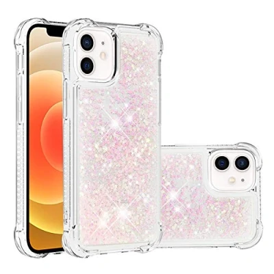 Abbildung von KBIKO zxl Kompatibel mit iPhone 12 Mini Glitzer Hülle,Mädchen Glitzern Handyhülle,Paillette Flüssigkeit Clear TPU Silikon Schutzhülle für Mini.Silver Pink YBL