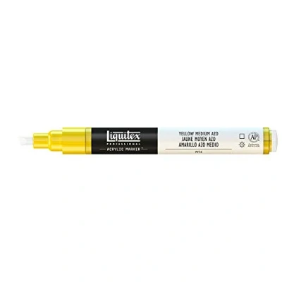 Abbildung von Liquitex 4620412 Professional Paint Marker, Acrylmarker mit hochpigmentierte Acrylfarbe auf Wasserbasis für den Innenbereich &amp; Außenbereich, feine Spitze Gelb mittel Azo