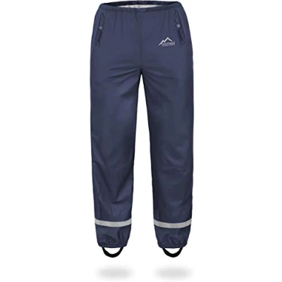 Abbildung von normani Kinder Regenhose 2 Wege Stretch Überziehhose Unisex für Jungen und Mädchen ungefüttert Wasserdicht (Wassersäule: 5000 mm, Winddicht Atmungsaktiv Farbe Dunkelblau Größe 122