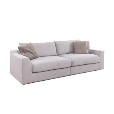 Abbildung von CAVADORE Big Sofa Fiona / Megasofa in Cord mit tiefen Sitzflächen und weicher Polsterung Cordsofa 276 x 90 109 Cordstoff Hellgrau