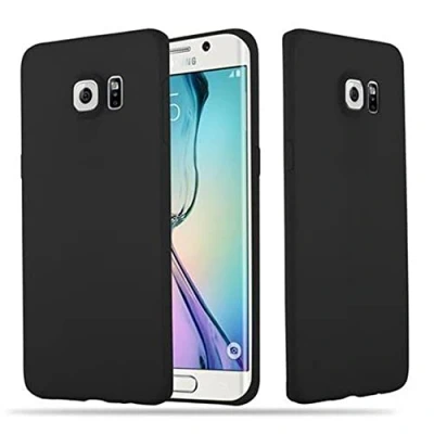 Abbildung von Cadorabo Hülle kompatibel mit Samsung Galaxy S6 Edge Schutzhülle TPU Silikon Case Candy Design Slim Kratzfest Weiche Gummi Rundumschutz für in Schwarz