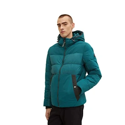 Abbildung von TOM TAILOR Herren Puffer Jacke mit Kapuze 1032481, 10834 Deep Green Lake, M