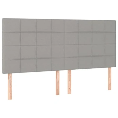 Abbildung von vidaXL 4X Kopfteil Polsterkopfteil Bettkopfteil für Bett Betthaupt Bettgestell Bettrahmen Bettzubehör Schlafzimmer Hellgrau 90x5x78/88cm Stoff