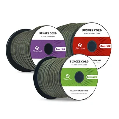 Abbildung von Abma Cord Gummiseil Expanderseil 6mm 10M Gummischnur UV Beständig Planenseil 100% Dehnung Spannseil für Plane, Anhängerplane, Sonnensegel, Zelte, Banner Olivgrün