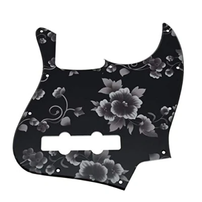 Abbildung von Dopro J Bass 3D bedruckter Pickguard aus Kunststoff für USA / Mexikanische 4 Saiten Fender Jazz Blumenmuster