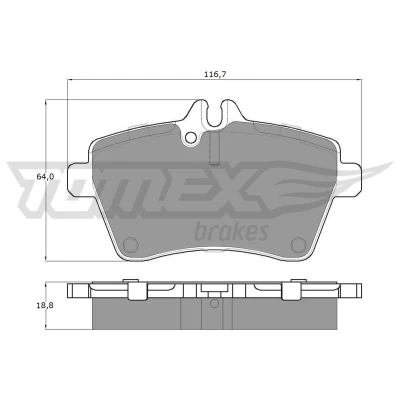 Abbildung von TOMEX brakes TX 14 56 Bremsbelagsatz Vorderachse für Verschleißwarnanzeiger vorbereitet MERCEDES BENZ: A Klasse, B Klasse